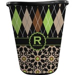 Argyle & Moroccan Mosaic Waste Basket - Single Sided (Black) (Personalized)