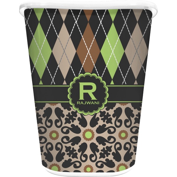 Custom Argyle & Moroccan Mosaic Waste Basket (Personalized)