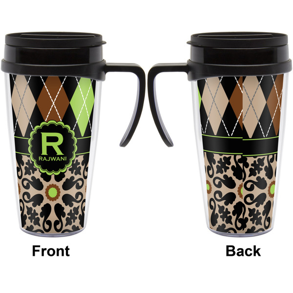 Argyle & Moroccan Mosaic Travel Mug with Black Handle - Approval