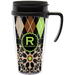 Argyle & Moroccan Mosaic Acrylic Travel Mug with Handle (Personalized)