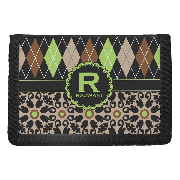 Custom Argyle & Moroccan Mosaic Trifold Wallet (Personalized)