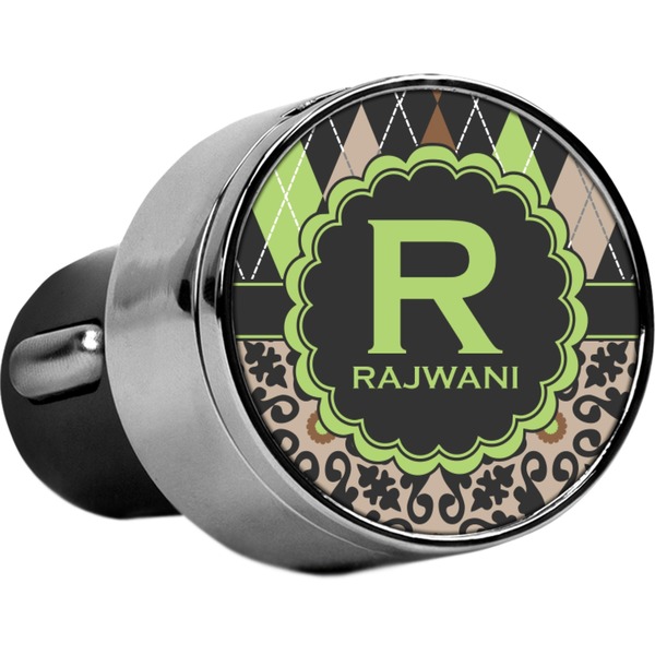 Custom Argyle & Moroccan Mosaic USB Car Charger (Personalized)