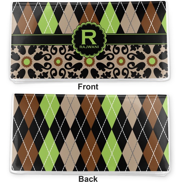Argyle & Moroccan Mosaic Vinyl Check Book Cover - Front and Back