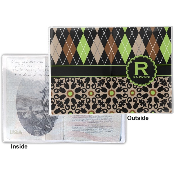 Argyle & Moroccan Mosaic Vinyl Passport Holder - Flat Front and Back