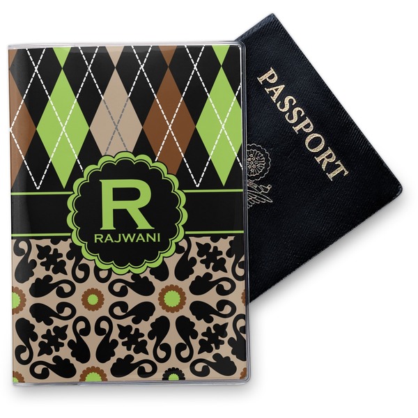 Custom Argyle & Moroccan Mosaic Vinyl Passport Holder (Personalized)