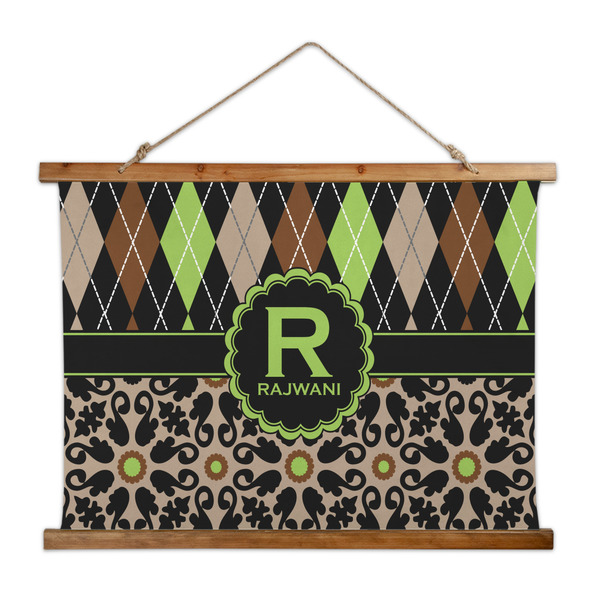 Custom Argyle & Moroccan Mosaic Wall Hanging Tapestry - Wide (Personalized)