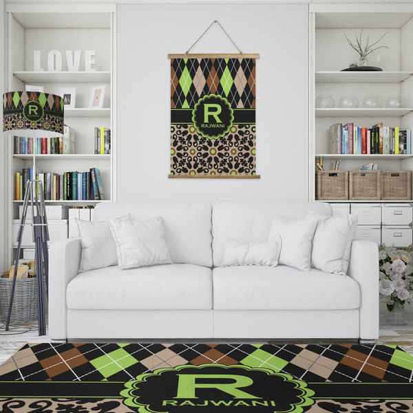 Argyle & Moroccan Mosaic Wall Hanging Tapestry - Portrait - IN CONTEXT