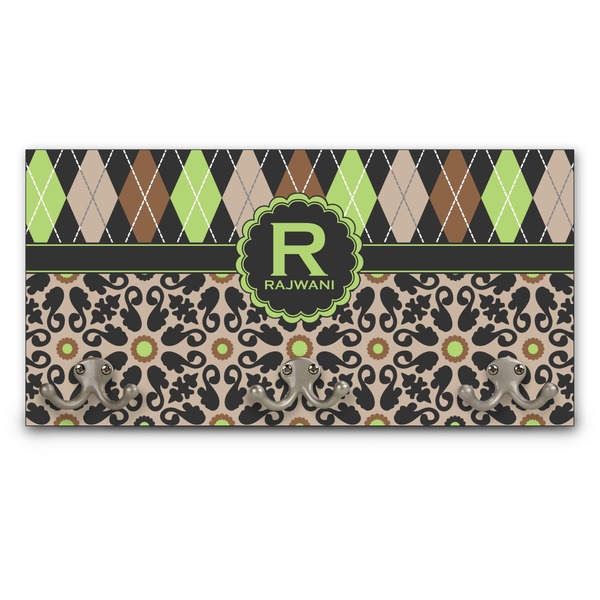 Custom Argyle & Moroccan Mosaic Wall Mounted Coat Rack (Personalized)