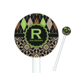 Argyle & Moroccan Mosaic 5.5" Round Plastic Stir Sticks - White - Double Sided (Personalized)