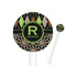 Argyle & Moroccan Mosaic 5.5" Round Plastic Stir Sticks - White - Single Sided (Personalized)