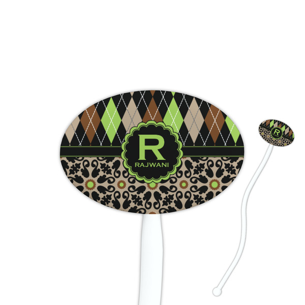 Custom Argyle & Moroccan Mosaic Oval Plastic Stir Sticks (Personalized)