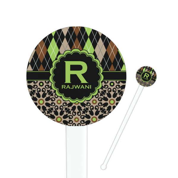 Custom Argyle & Moroccan Mosaic Round Plastic Stir Sticks (Personalized)