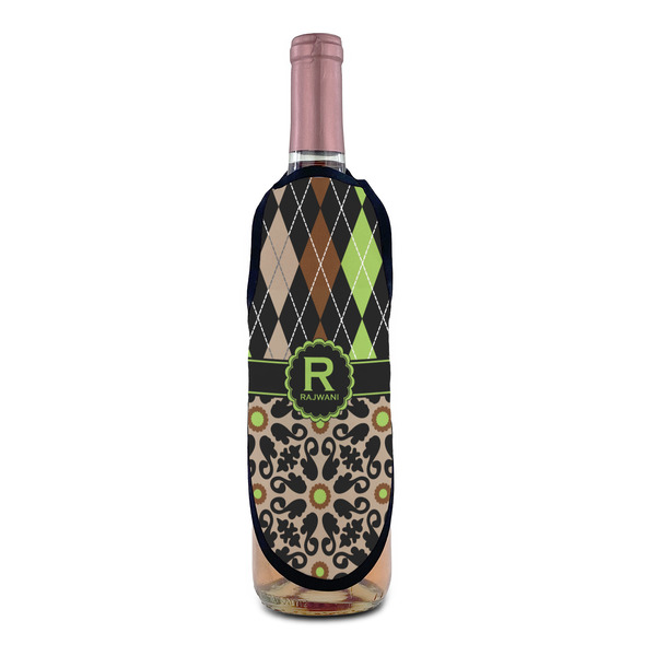 Argyle & Moroccan Mosaic Wine Bottle Apron - IN CONTEXT