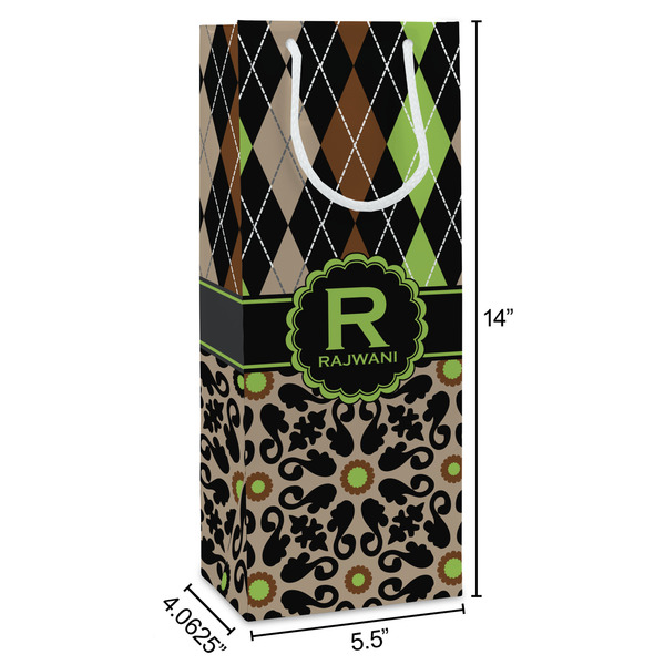 Argyle & Moroccan Mosaic Wine Gift Bag - Dimensions