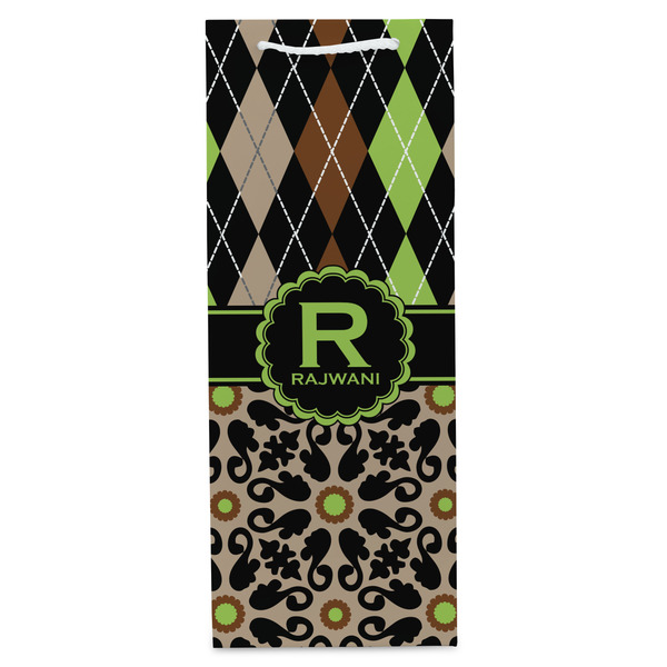 Argyle & Moroccan Mosaic Wine Gift Bag - Gloss - Front