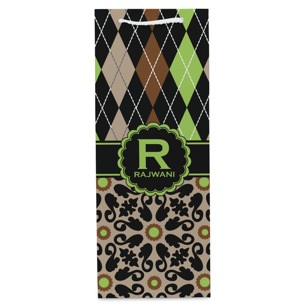 Argyle & Moroccan Mosaic Wine Gift Bag - Matte - Front