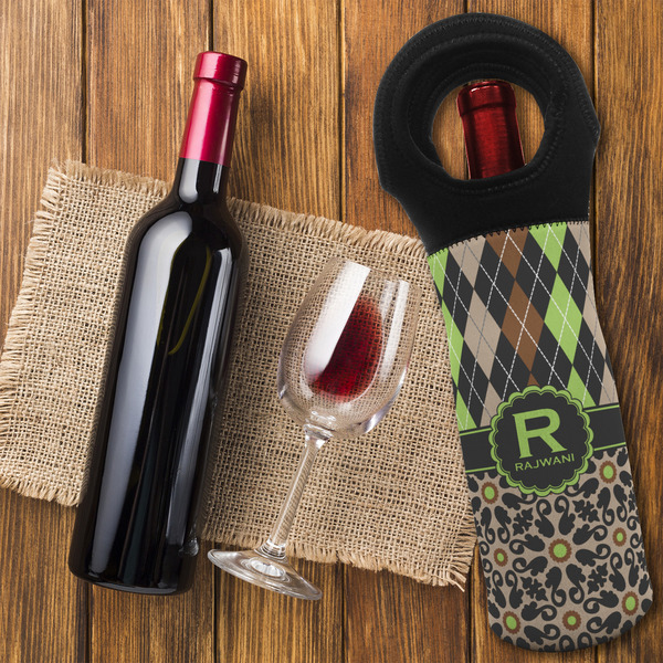Argyle & Moroccan Mosaic Wine Tote Bag - FLATLAY