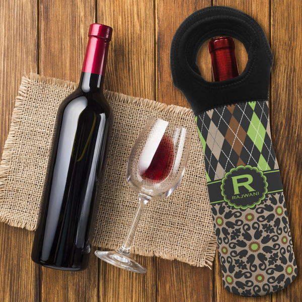 Argyle & Moroccan Mosaic Wine Tote Bag - FLATLAY