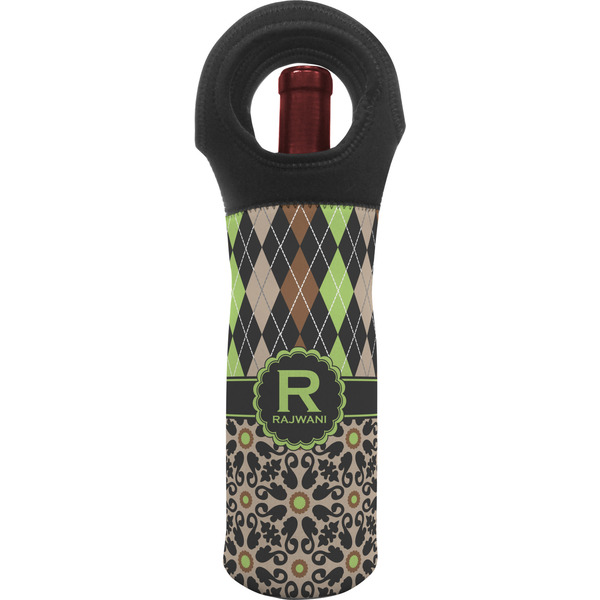 Custom Argyle & Moroccan Mosaic Wine Tote Bag (Personalized)