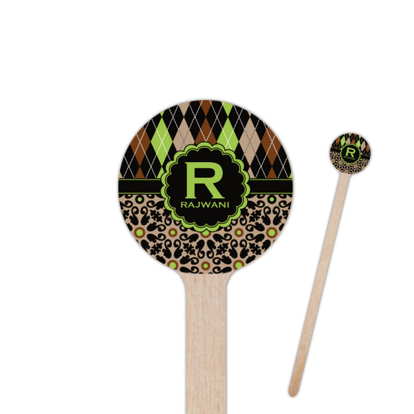 Custom Argyle & Moroccan Mosaic Round Wooden Stir Sticks (Personalized)