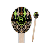 Argyle & Moroccan Mosaic Oval Wooden Food Picks - Single Sided (Personalized)