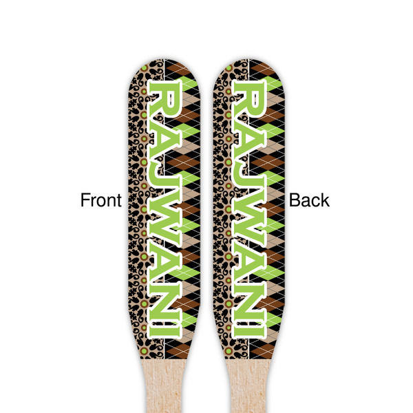 Argyle & Moroccan Mosaic Wooden Food Pick - Paddle - Double Sided - Front & Back