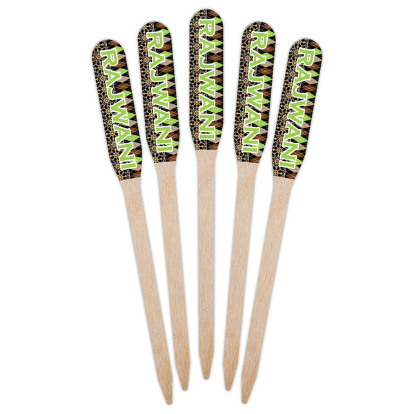 Argyle & Moroccan Mosaic Wooden Food Pick - Paddle - Fan View