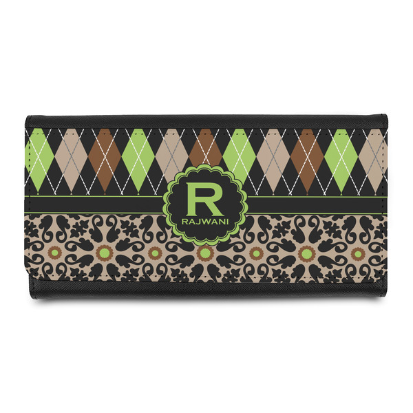 Custom Argyle & Moroccan Mosaic Leatherette Ladies Wallet (Personalized)