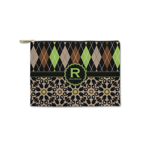 Custom Argyle & Moroccan Mosaic Zipper Pouch - Small - 8.5"x6" (Personalized)