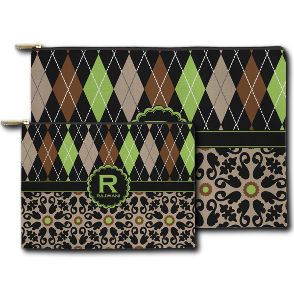 Argyle & Moroccan Mosaic Zippered Pouches - Size Comparison