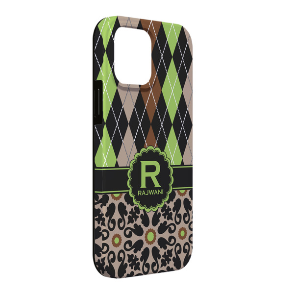 Custom Argyle & Moroccan Mosaic iPhone Case - Rubber Lined - iPhone 13 Pro Max (Personalized)