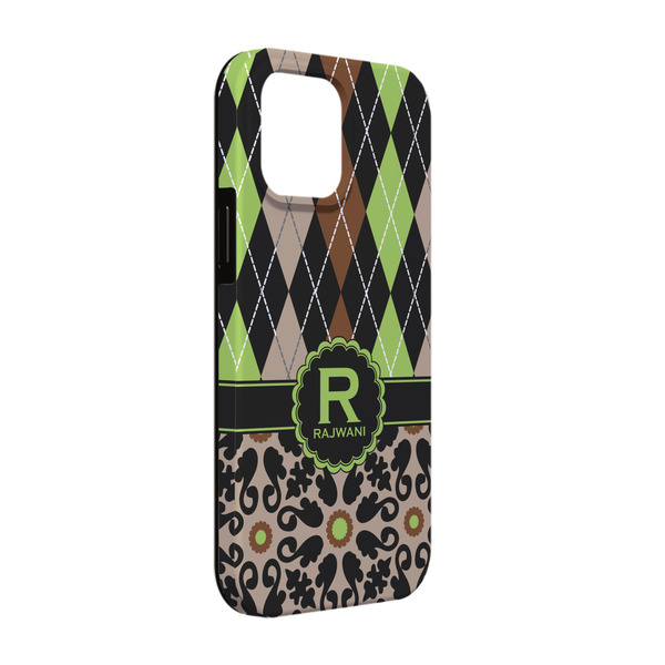 Custom Argyle & Moroccan Mosaic iPhone Case - Rubber Lined - iPhone 13 Pro (Personalized)