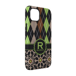 Argyle & Moroccan Mosaic iPhone Case - Rubber Lined - iPhone 14 Pro (Personalized)