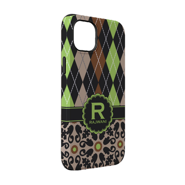 Custom Argyle & Moroccan Mosaic iPhone Case - Rubber Lined - iPhone 14 Pro (Personalized)