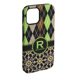 Argyle & Moroccan Mosaic iPhone Case - Rubber Lined - iPhone 15 Plus (Personalized)