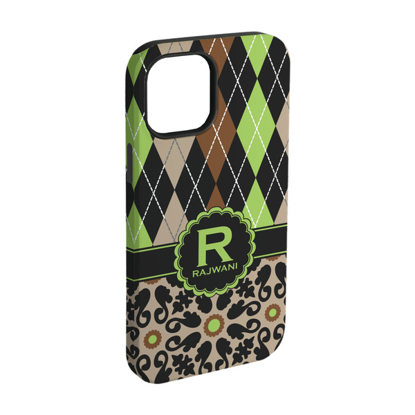 Custom Argyle & Moroccan Mosaic iPhone Case - Rubber Lined - iPhone 15 Pro (Personalized)