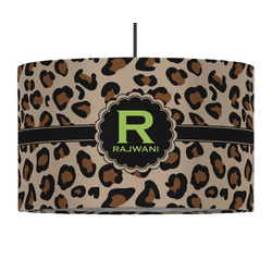 Granite Leopard 12" Drum Pendant Lamp - Fabric (Personalized)