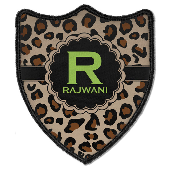 Custom Granite Leopard Iron On Shield Patch B w/ Name and Initial