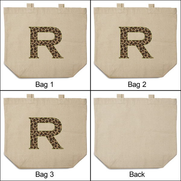Granite Leopard 3 Reusable Cotton Grocery Bags - Front & Back View