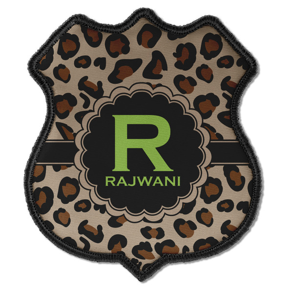 Custom Granite Leopard Iron On Shield Patch C w/ Name and Initial