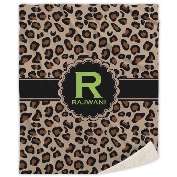 Custom Granite Leopard Sherpa Throw Blanket - 50"x60" (Personalized)