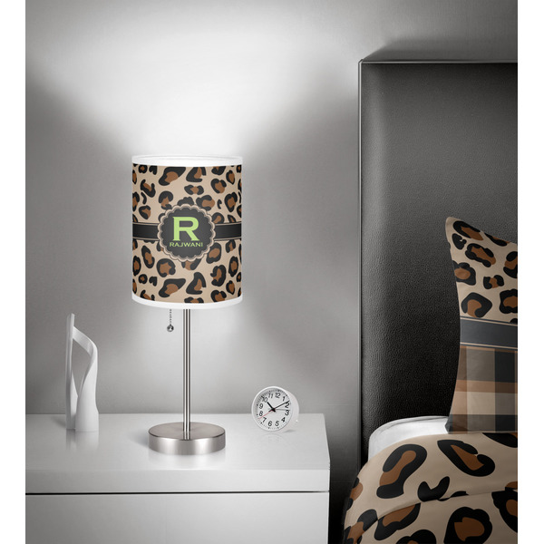 Granite Leopard 7 inch drum lamp shade - in room