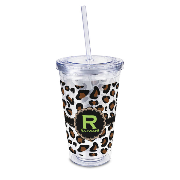 Custom Granite Leopard 16oz Double Wall Acrylic Tumbler with Lid & Straw - Full Print (Personalized)