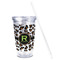Granite Leopard Acrylic Tumbler - Full Print - Front straw out