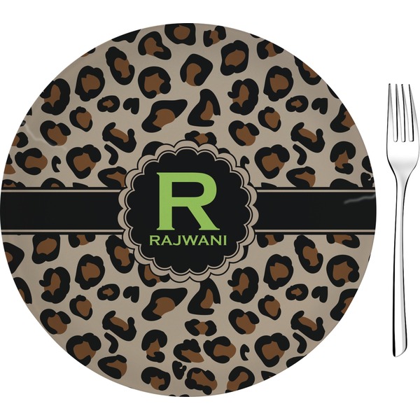 Custom Granite Leopard Glass Appetizer / Dessert Plate 8" (Personalized)