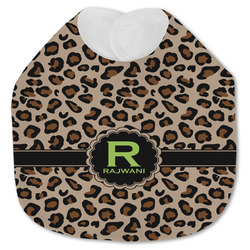 Granite Leopard Jersey Knit Baby Bib w/ Name and Initial
