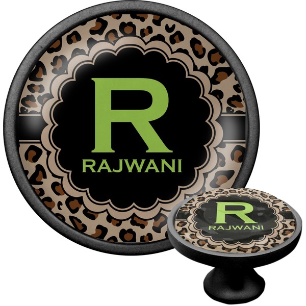 Custom Granite Leopard Cabinet Knob (Black) (Personalized)
