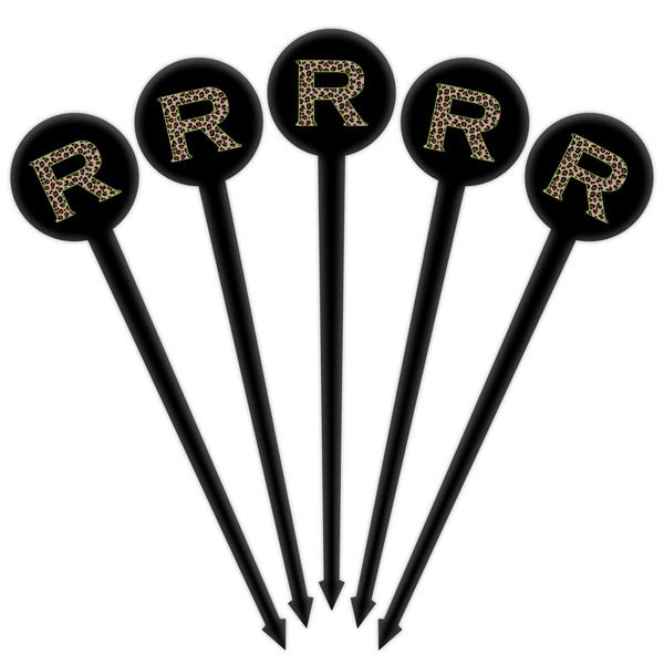 Granite Leopard Black Plastic 4" Food Pick - Round - Fan View