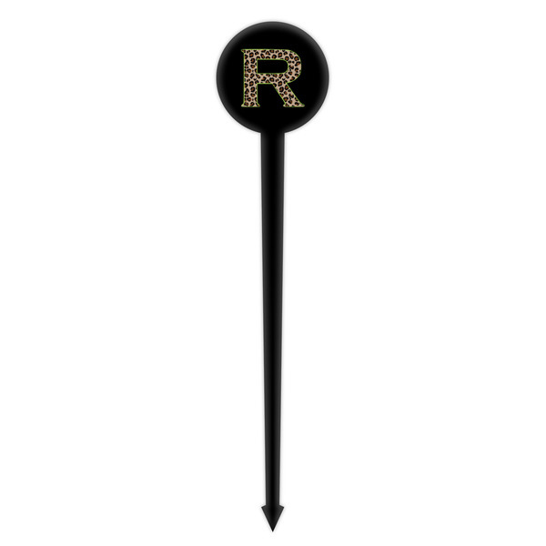 Granite Leopard Black Plastic 4" Food Pick - Round - Single Pick