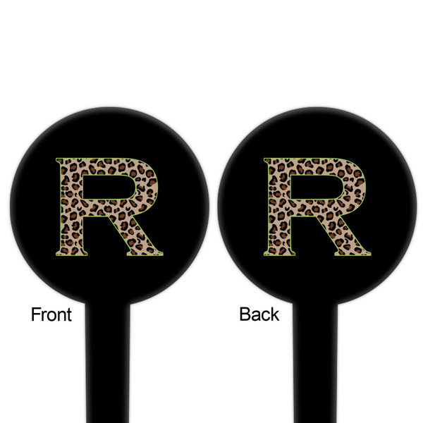 Granite Leopard Black Plastic 6" Food Pick - Round - Double Sided - Front & Back